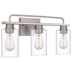 Worldwide Lighting - Nemo 3-Light Artisan Iron & Wood Vanity Light 5.75"x 22"x 9.63", Galvanized+anti - Our Nemo 3-Light Bathroom Vanity Light collection offers an industrial rustic look to your bathroom, guest bathroom, master bathroom, make-up vanity, powder room, bathroom vanity, dressing table, mirror cabinets, and vanity table. With its unique light artisan iron steel frame, this helps set the industrial look, with its handle-like decoration it adds an open feel to the lighting fixture. The wood accents provide the rustic appeal and support the trio of cylindrical shades crafted from clear glass to complete the vintage appeal. This classic light also has a reversible mounting feature, this light can be adjusted to your liking. Plus, it's compatible with a dimmer switch, allowing you to adjust the lighting to your liking.