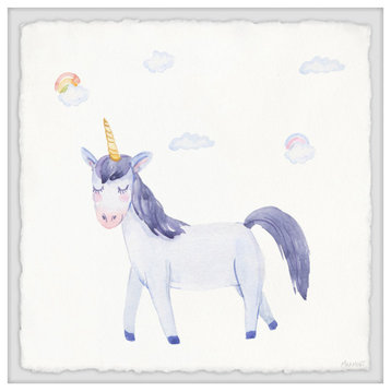 "Unicorn Blues" Framed Painting Print, 32x32