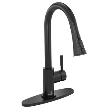 Single-Handle Pull-out Sprayer Kitchen Faucet in Matte Black/Matte White, Matte Black