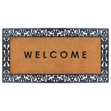 Welcome Rubber And Coir, 30"x60", Black/Beige, Extra Large Doormat
