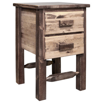Homestead Collection Nightstand With 2-Drawers, Stain and Clear Lacquer Finish