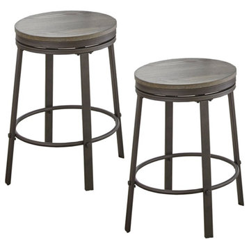 Bowery Hill 24" Contemporary Iron Metal Swivel Accent Counter Stool in Gray