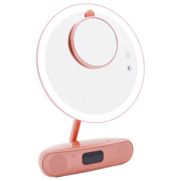 Melody 9" Round Duotone Bluetooth Makeup Mirror, Rose Gold