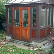 garden shed with solar roof facing south