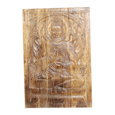 Consigned Yoga Studio Decor Buddha Wall Panel Indian Wall Sculpture Home Decor