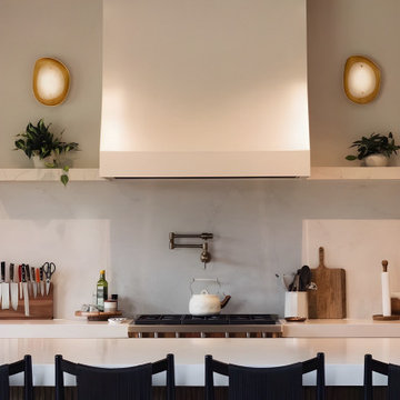 Symmetrical Modern Organic Kitchen Range Design| Transitional Modern Custom Home