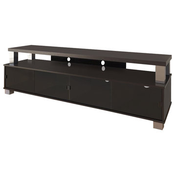 Pemberly Row Transitional 2 Tier Wood TV Stand for TVs up to 75" in Black