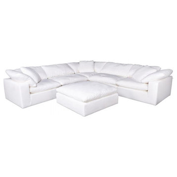 Clay Ottoman Performance Fabric White