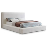 Meridian Furniture - Devin Upholseterd Bed, Cream, Queen, Linen Textured - Curl up on this Devin full bed and feel like a VIP. This handsome bed has a distinctive upscale look, with its luxe cream linen textured fabric covering every square inch, from headboard to side rails and footboard, which are 8 inches thick for a luxuriously soft feel and comfort against your body while you relax and unwind before catching some Zs. The contemporary design is strikingly modern, adding an up-to-the-minute vibe to your bedroom space.