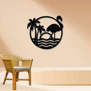 Tropical flamingo wall art
