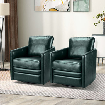 Leather 27.8" Accent Chair, Set of 2, Green