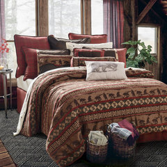 Patchwork Lodge Rustic Cabin Sherpa Fleece Bedding Set by Carstens