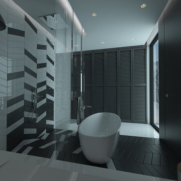 Grey-scale bathroom