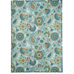 Nourison - Waverly Sun N' Shade 7'9" x 10'10" Light Blue Tropical Rug - A classic floral and paisley design truly shines in brilliant multicolor shades, offset by a brilliant sky blue background. This Sirena Song indoor-outdoor rug from Waverly's Sun N Shade Collection is expertly fabricated to withstand sun and storm, and brings life and fun to high traffic outdoors areas like patios and decks.