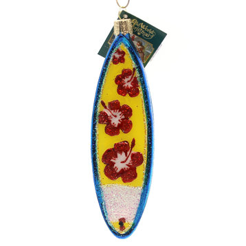 Old World Christmas Surfboard Glass Surfing Waves 46061