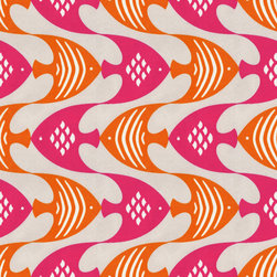 Take the Bait in Tangerine - Outdoor Fabric
