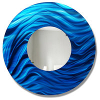 Blue Metal Decorative Wall-Mounted Mirror by Jon Allen, XXL, Xxl - 40.5" Diamete