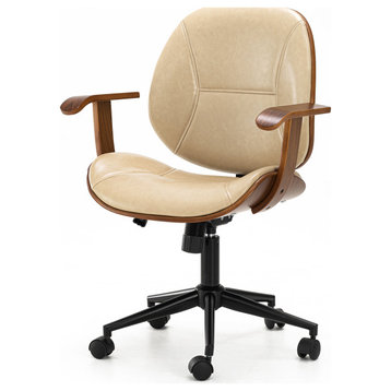 Beige Gaslift Adjustable Swivel Office Chair