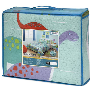 Safdie & Co. 3-piece Polyester Dino Park Double Queen Quilt Set in Multi-Color