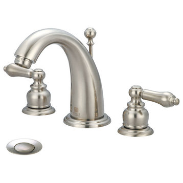 Two Handle Bathroom Widespread Faucet, PVD Brushed Nickel, Pvd Brushed Nickel
