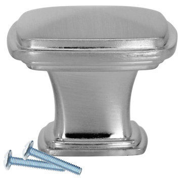 Temple Square Style Brushed Nickel Cabinet Hardware Knob, 1-7/32 Inch Diameter