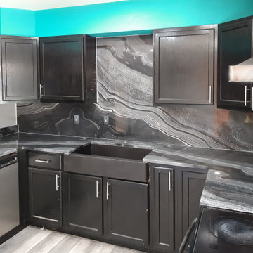 Carbon Black granite on Black Cabinets