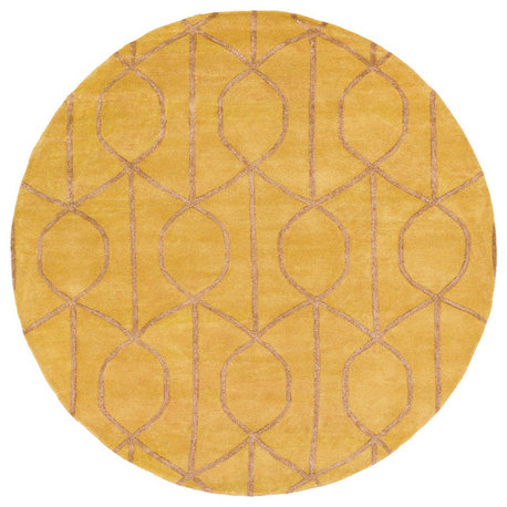 Urban Transitional Mustard, Camel Area Rug, 3'6" Round