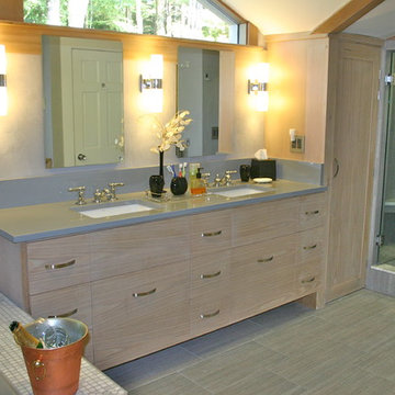 White Oak and veined stone remodel..