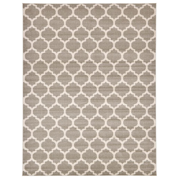 Unique Loom Trellis Collection Modern Morroccan Inspired with Lattice Design Area Rug, 10 ft x 13 ft, Light Brown/Beige