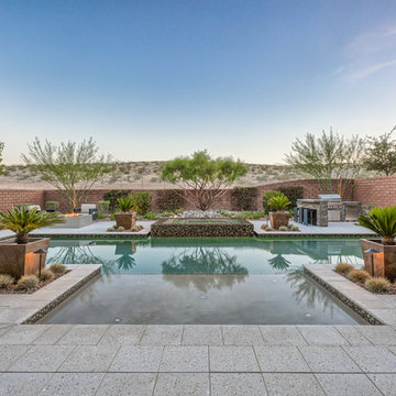 Lap Pool with Rim Flow Spa & Fire Pit
