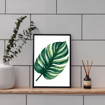 Organic Modern Monstera Leaf Botanical Canvas Wall Art - Multiple Sizes