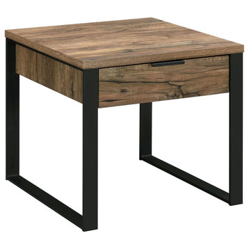 Aflo End Table, Weathered Oak and Black Finish