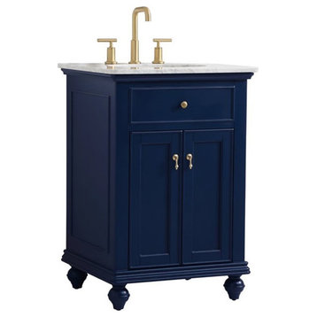 Elegant Decor Otto 24" Contemporary Solid Wood Single Bathroom Vanity in Blue