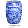 Chinese Blue & White Porcelain Floral Theme Round Stool Table Hws1100