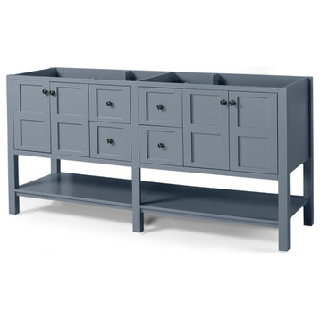 Anna Contemporary 72" Wood Bathroom Vanity, Counter Top Not Included, Gray