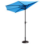 Villacera - Villacera 9' Outdoor Patio Half Umbrella With 5 Ribs Blue - Create a cool and comfortable spot in the smallest of spaces with the Villacera 9  Half Patio Umbrella to provide quality sun protection flush against a wall or side of your home. The easy to use hand-crank opens and closes the 9-foot canopy in seconds to block sunlight so you can relax in the shade during hot summer days. Constructed of durable steel, its 5 steel supporting ribs, powder coated steel pole and heavy-duty polyester fabric, this patio umbrella has the structure for superior to endure heat, wind, and rain! Simply crank the umbrella closed when not in use and use the built-in strap to secure it to the pole.
