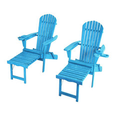 Oceanic Adirondack Chaise Foldable Chair, Sky Blue, 2 Chairs