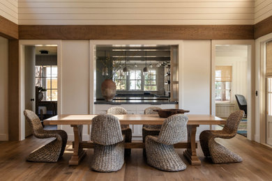 Beach style dining room in Seattle.