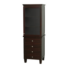 Acclaim Bathroom Linen Tower in Espresso with Cabinet Storage & 4 Drawers