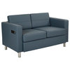 Work Smart Atlantic Loveseat with Dual Charging Station, Dillon Blue Fabric