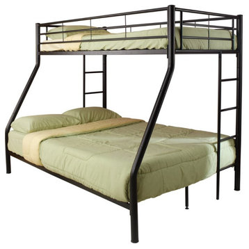Coaster Hayward Modern Twin over Full Metal Bunk Bed in Black Finish