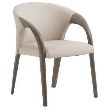 Modrest Wynetta Mid-Century Grey Vegan Leather + Grey Ash Dining Chair