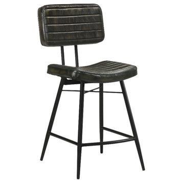 Pemberly Row Leather Upholstered Counter Height Stools Espresso