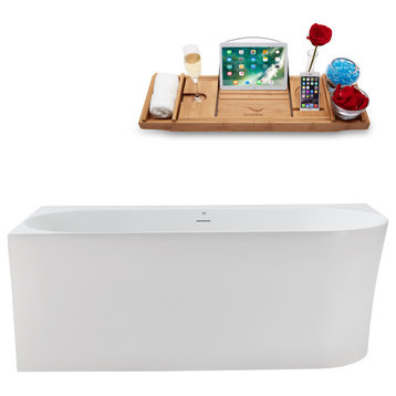 59" Streamline Bathtub and Tray With Drain, Brushed Gold