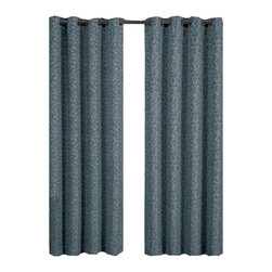 Royal Tradition - Fiorela 2PC Jacquard Grommet Curtains, Blue, 54"x108", Single - Curtains