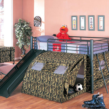 Lofted Bed with Slide and Tent