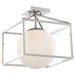 Artcraft Lighting - Eclipse 1 Light Semi Flush, Polished Nickel - Designed by Steven Sabados S&C, the "Eclipse" collection semi flush mount features a stunning plated polished nickel frame that encases circular opal glassware.