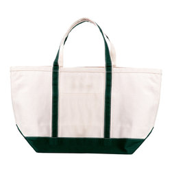 Green Heavy-Duty Cotton Canvas Shoulder Zipper Boat Tote - Storage And Organization