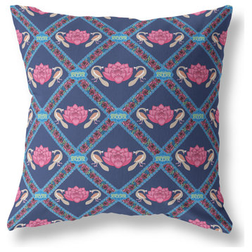 Amrita Sen Broadcloth Zippered Pillow With Indigo Pink CAPL476BrCDS-ZP-16x16