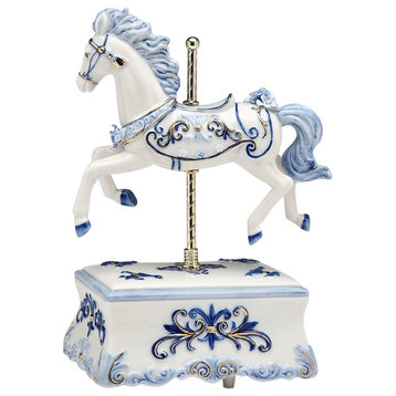 Blue Carousel Horse Musical Box, Tune: Pachelbel's Canon In D
